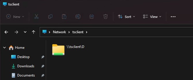 リモートデスクトップセッションでローカルファイルにアクセスする